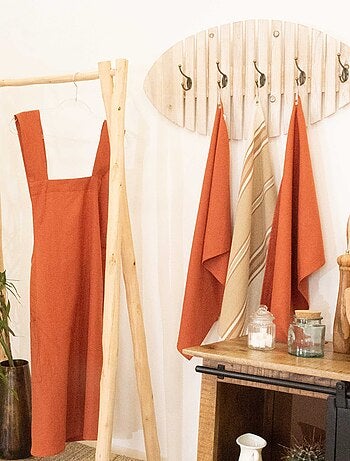 Paño de cocina en mezcla de lino y algodón lavado