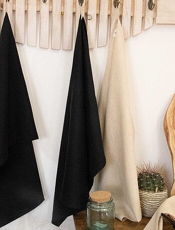 Paño de cocina en mezcla de lino y algodón lavado