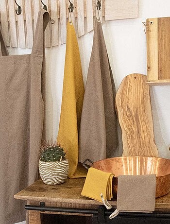 Paño de cocina en mezcla de lino y algodón lavado