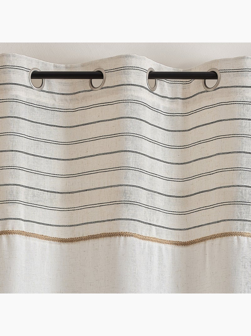Pantalla de ojales con ribete de rayas Marfil - Kiabi