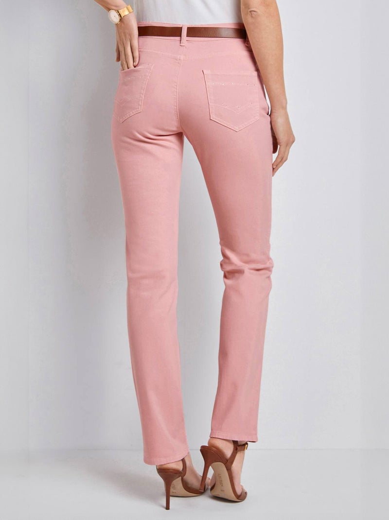 Pantalón 5 bolsillos bordado - Afibel Rosa claro - Kiabi