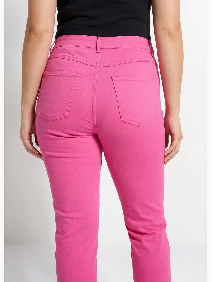 Pantalón 5 bolsillos recto de algodón elástico - Afibel Rosa fucsia - Kiabi
