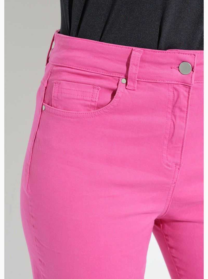 Pantalón 5 bolsillos recto de algodón elástico - Afibel Rosa fucsia - Kiabi