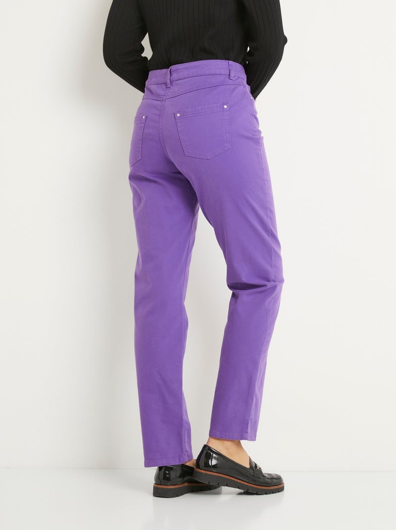 Pantalón 5 bolsillos recto de algodón elástico - Afibel Violeta - Kiabi
