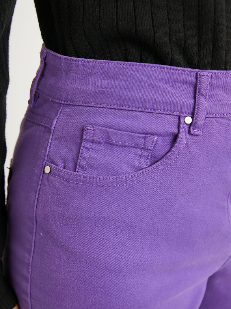 Pantalón 5 bolsillos recto de algodón elástico - Afibel Violeta - Kiabi