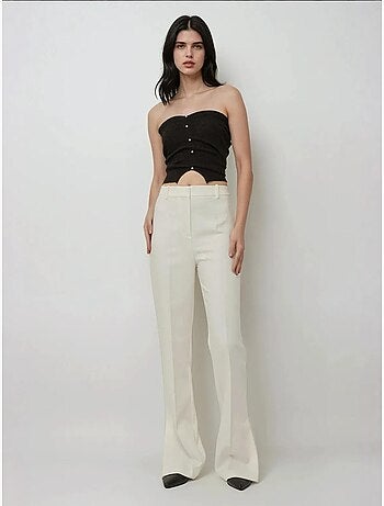 Pantalón acampanado de cintura alta premium