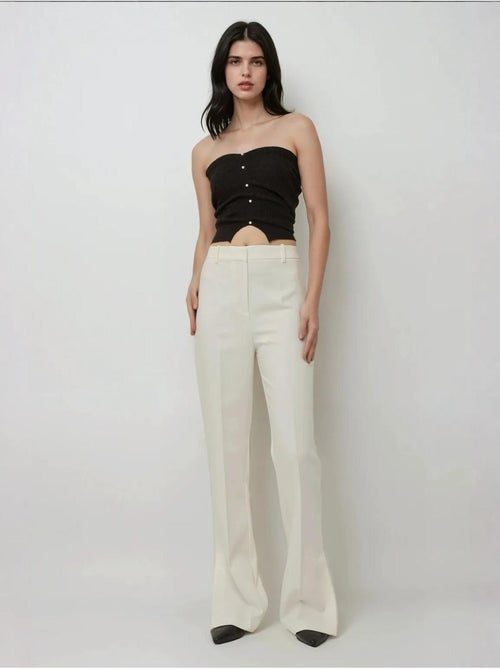 Pantalón acampanado de cintura alta premium - Kiabi Pantalón acampanado de cintura alta premium - Kiabi
