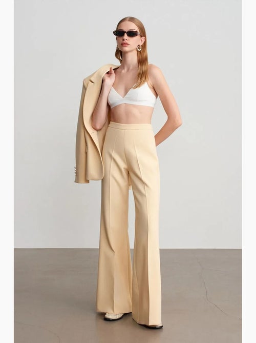 Pantalón acampanado de tiro alto con pinzas dilvin - Kiabi