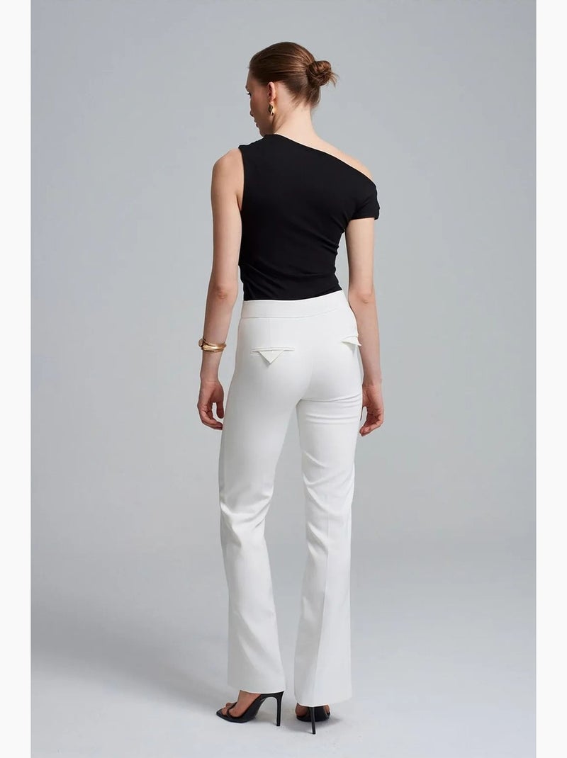 Pantalón acampanado de tiro alto dilvin Blanco - Kiabi