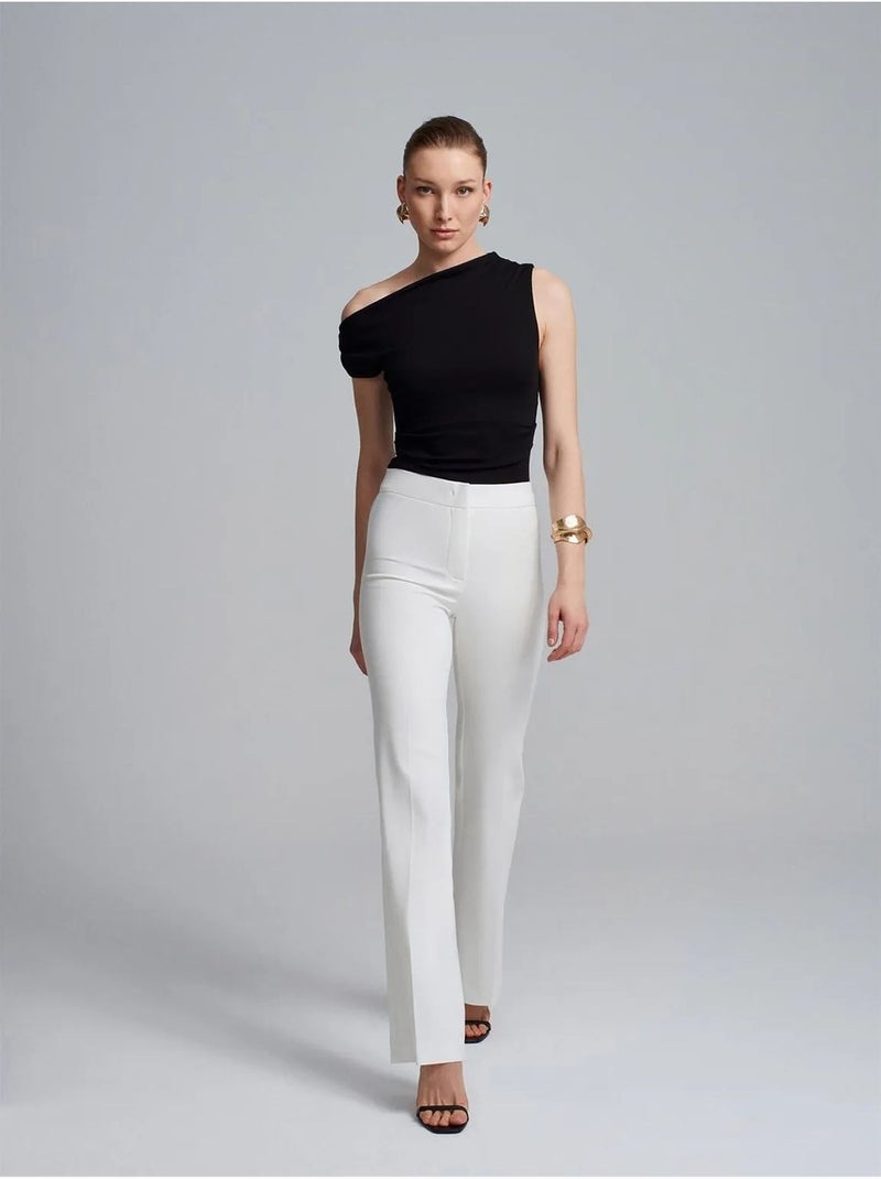 Pantalón acampanado de tiro alto dilvin Blanco - Kiabi