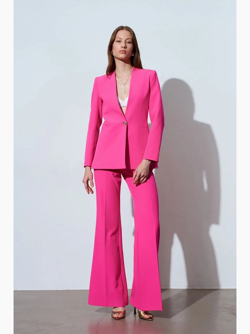 Pantalón acampanado de tiro alto dilvin Rosa fluo/Solinotes - Kiabi