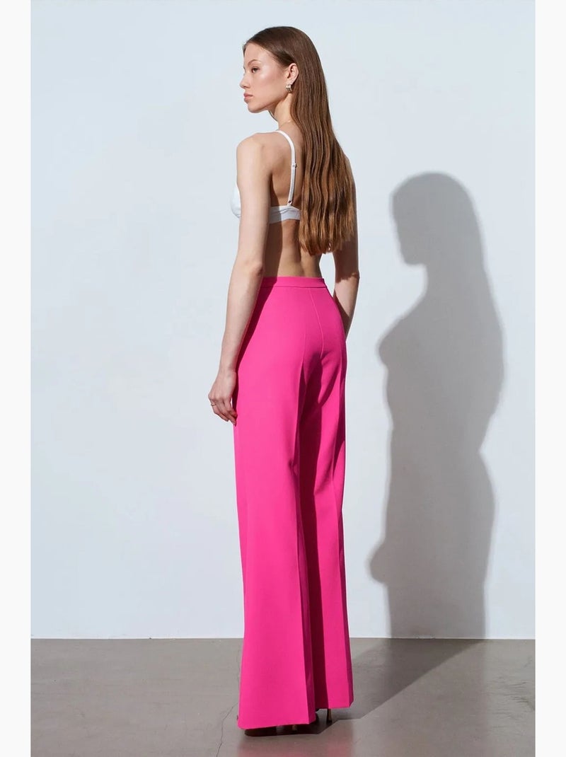 Pantalón acampanado de tiro alto dilvin Rosa fluo/Solinotes - Kiabi
