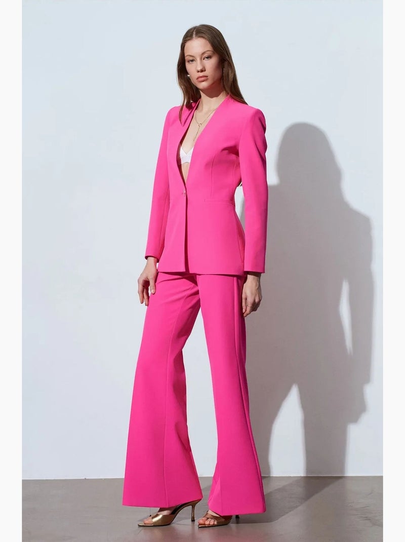 Pantalón acampanado de tiro alto dilvin Rosa fluo/Solinotes - Kiabi
