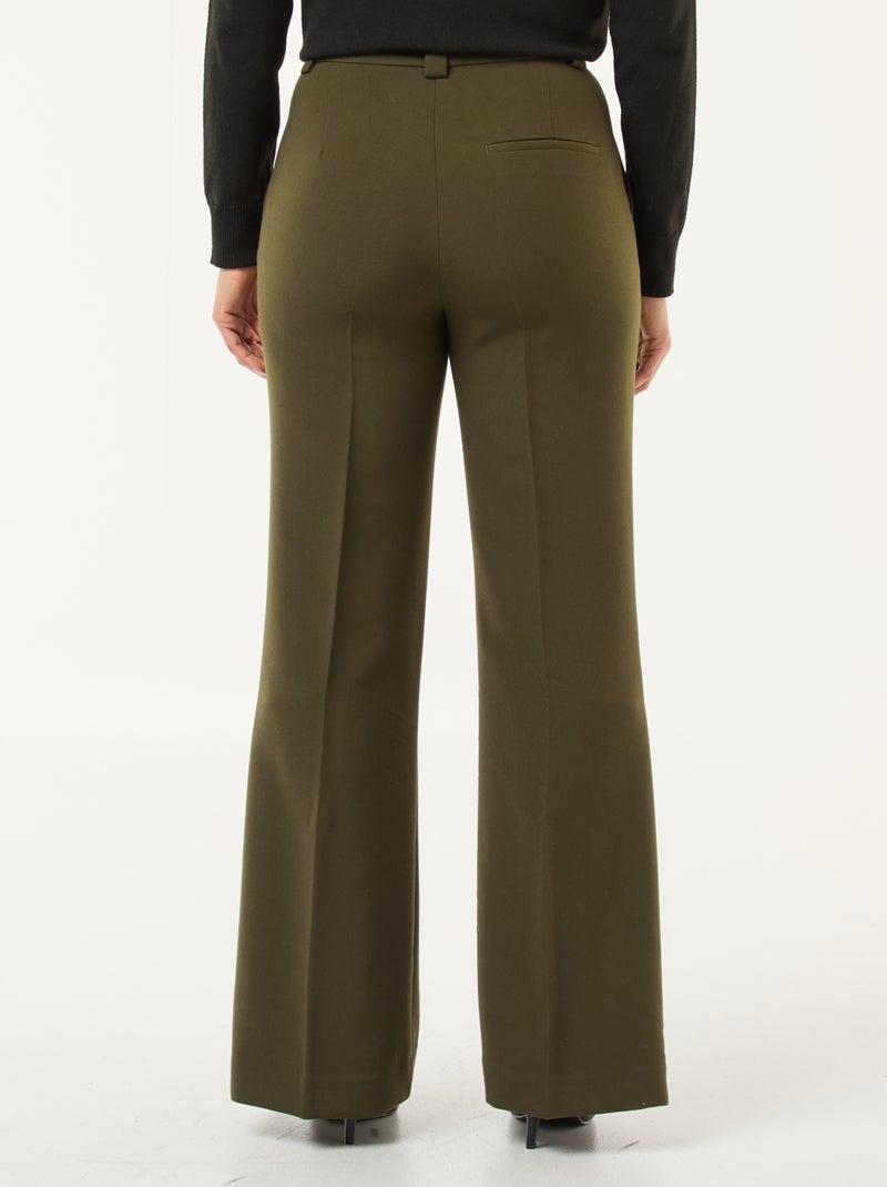 Pantalón acampanado liso Kaki - Kiabi