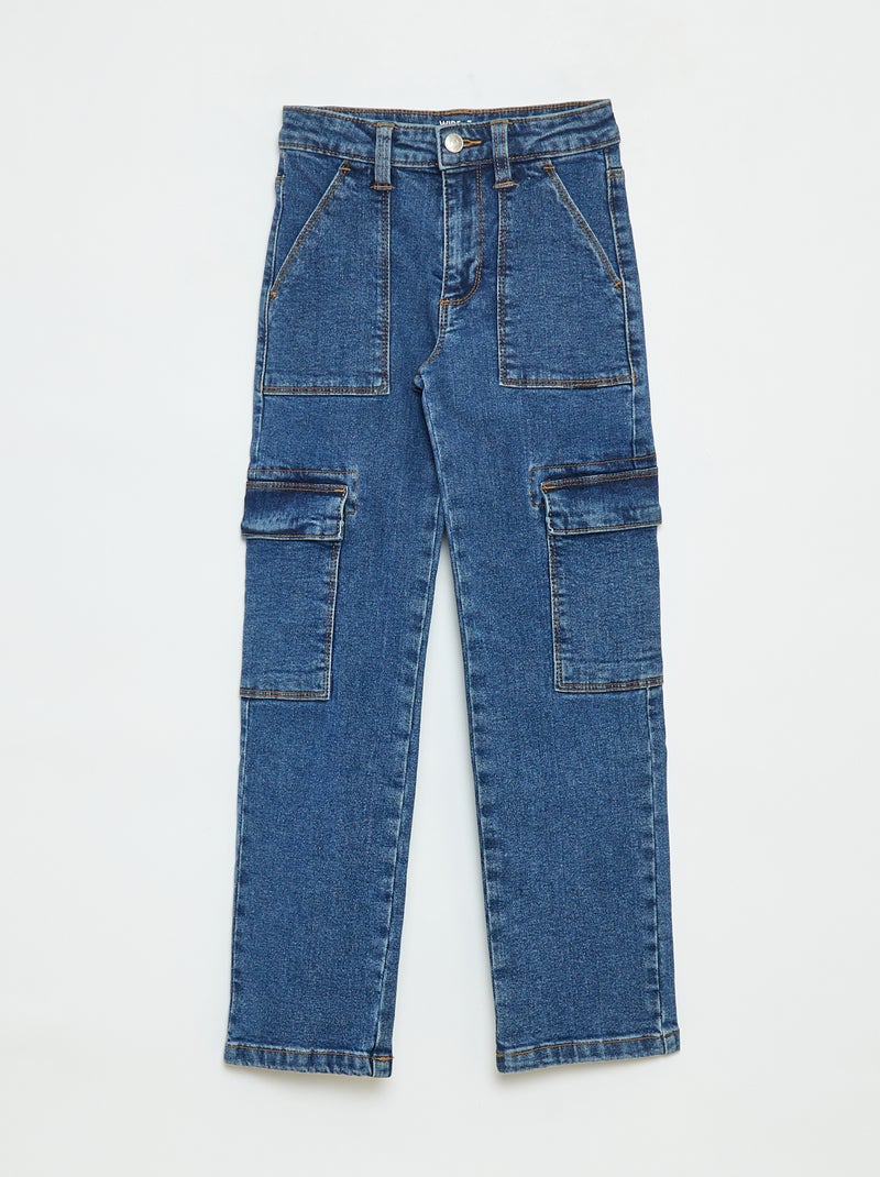 Pantalón ajustado con bolsillos con solapa - corte + cómodo Azul - Kiabi
