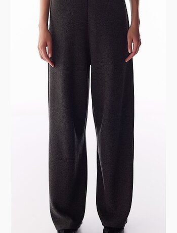 Pantalón amplio de pierna ancha con dibujo jaspeado, cálido penti