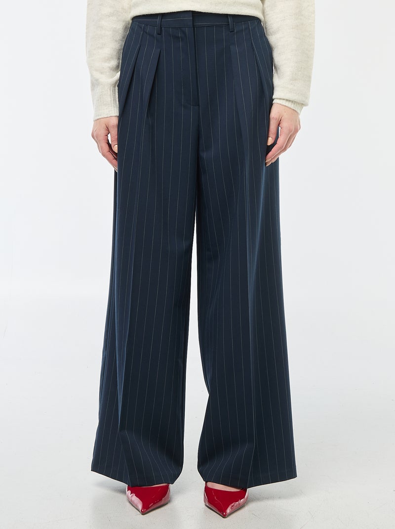 Pantalón ancho a rayas Azul - Kiabi