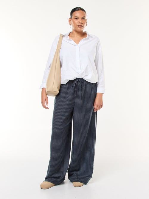 Pantalón ancho a rayas con cintura elástica - Kiabi