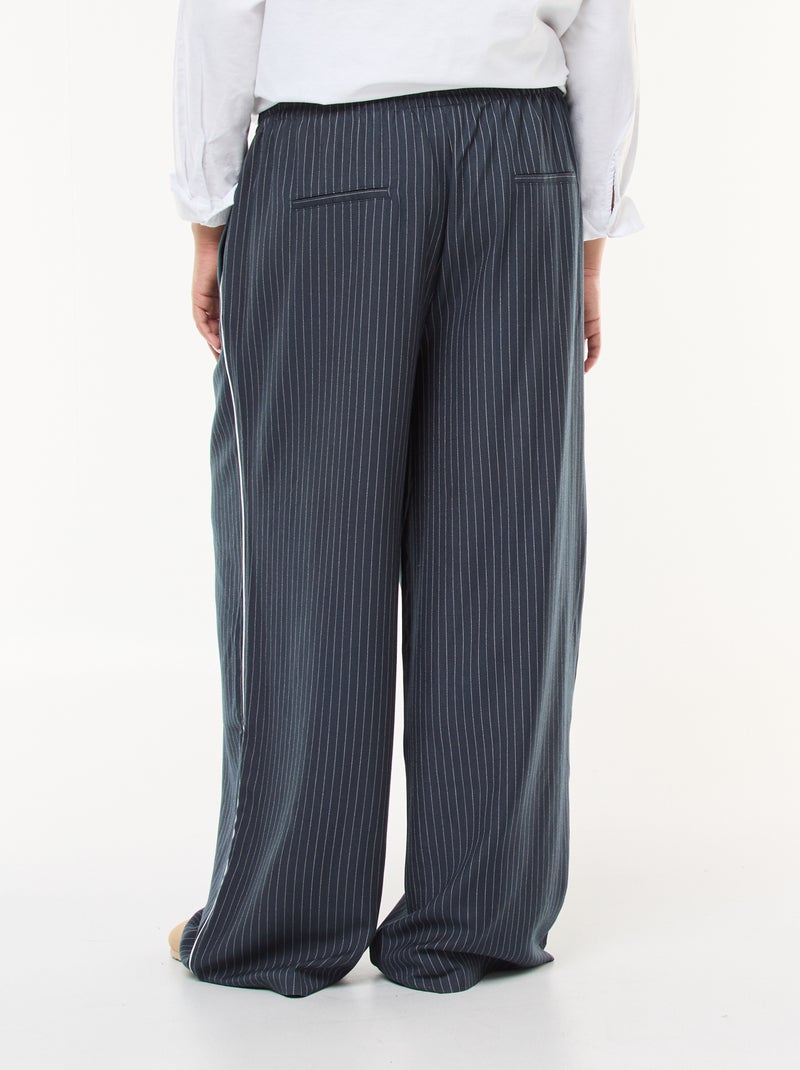 Pantalón ancho a rayas con cintura elástica Azul - Kiabi