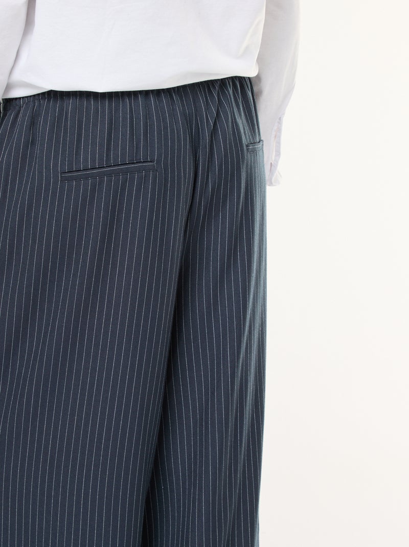 Pantalón ancho a rayas con cintura elástica Azul - Kiabi