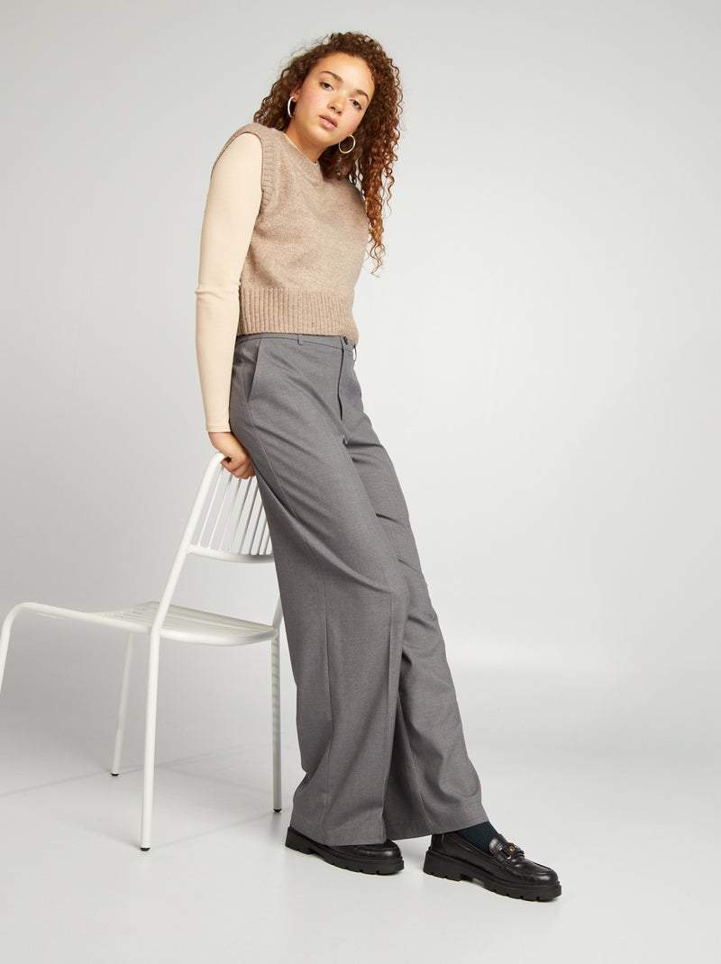 Pantalón ancho a rayas GRIS - Kiabi
