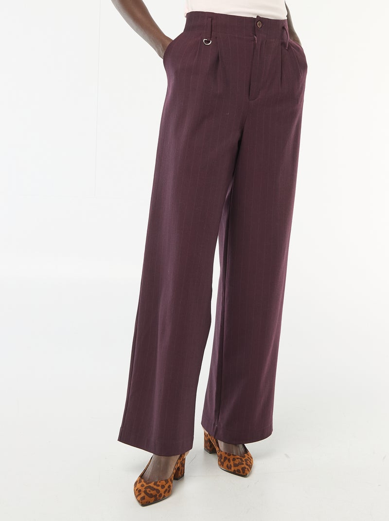 Pantalón ancho a rayas Rojo - Kiabi