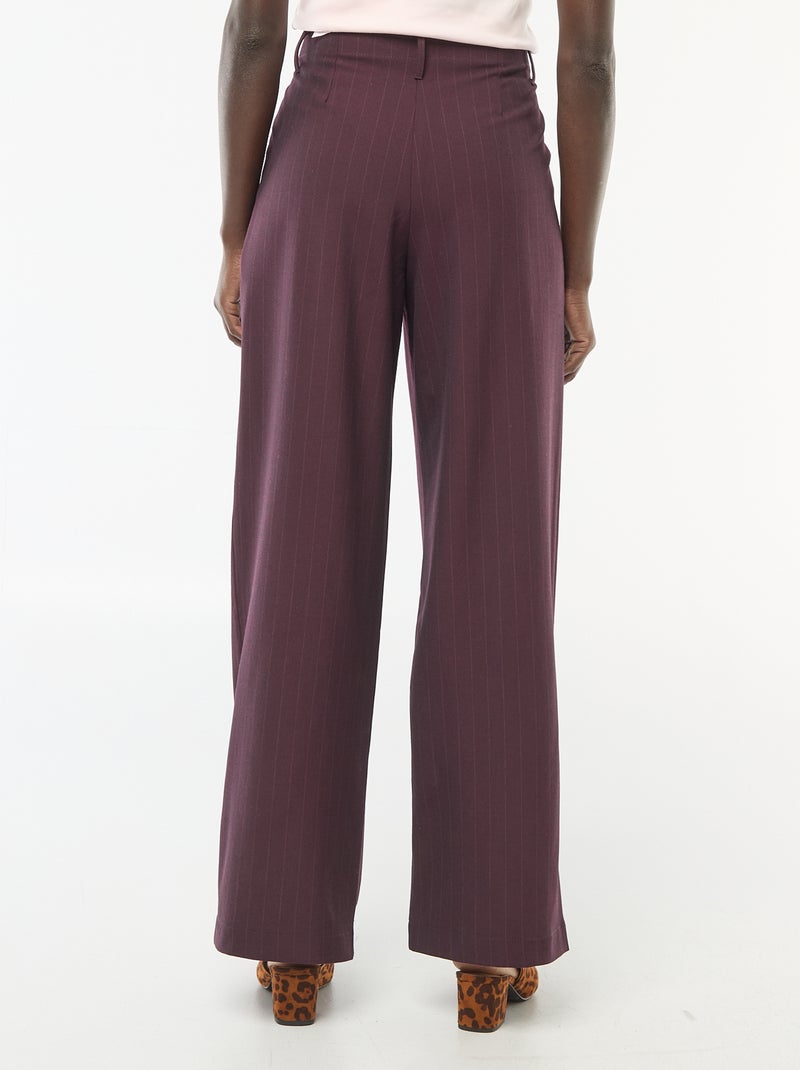 Pantalón ancho a rayas Rojo - Kiabi
