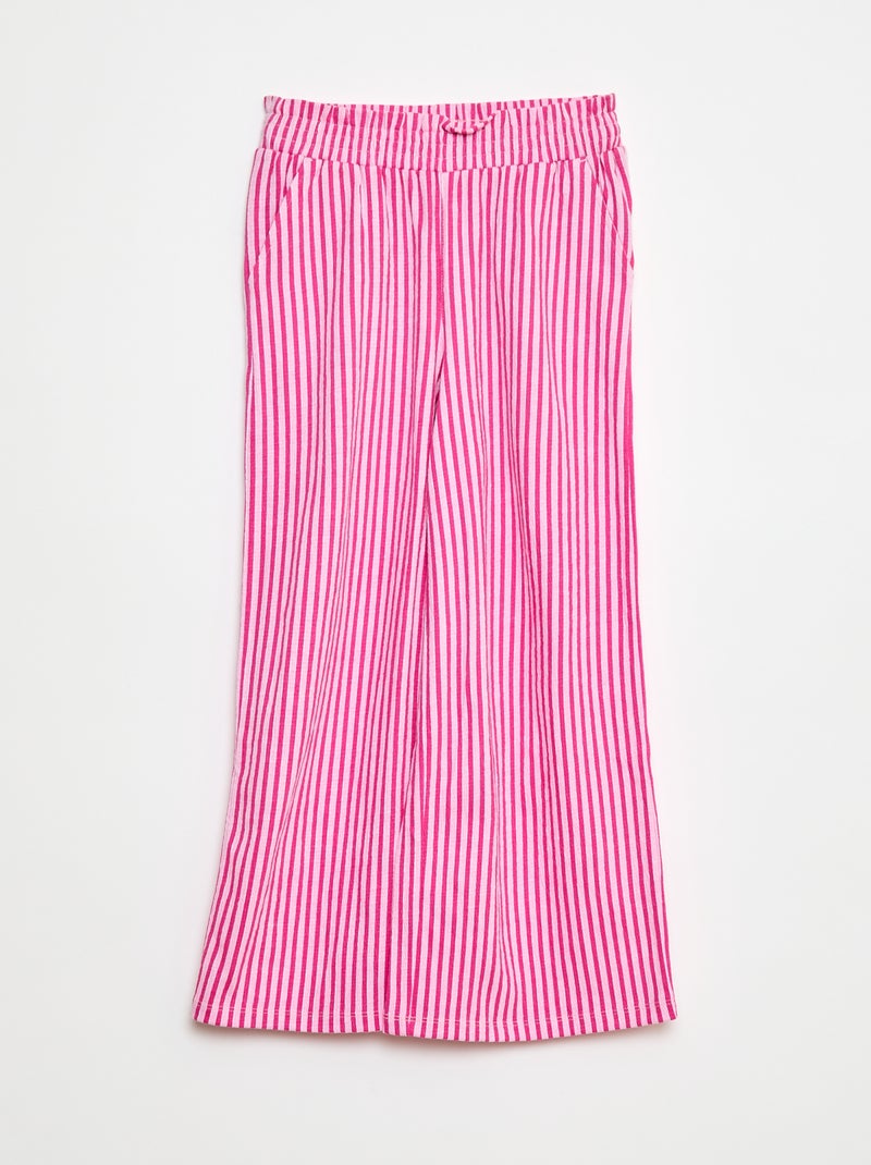 Pantalón ancho a rayas Rosa - Kiabi