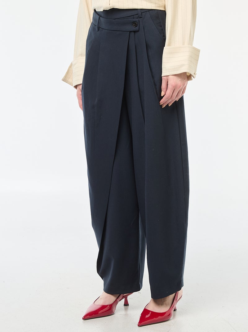 Pantalón ancho asimétrico Azul - Kiabi