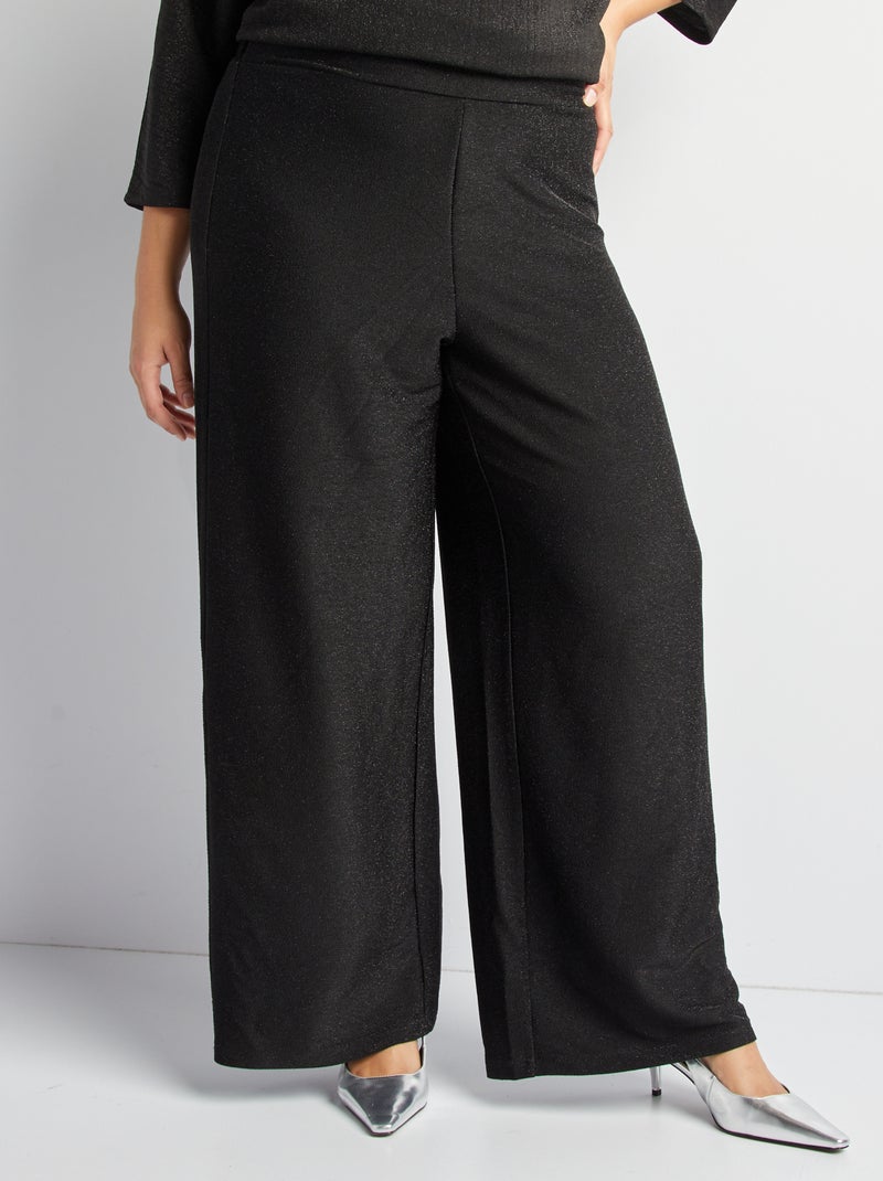 Pantalón ancho brillante NEGRO - Kiabi