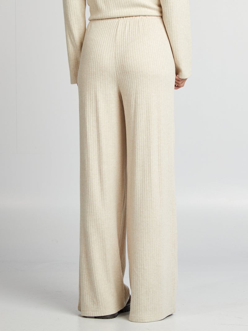 Pantalón ancho canalé BEIGE - Kiabi