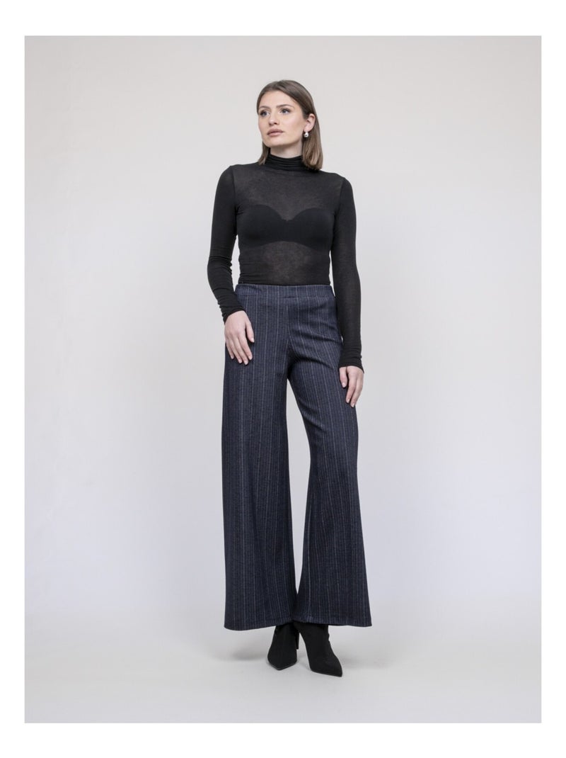 Pantalón ancho chevron EVARISTO Azul marino - Kiabi