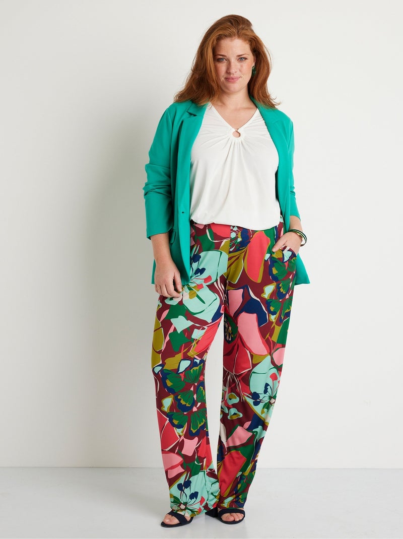 Pantalón ancho cintura semielástica - Afibel Rosa - Kiabi