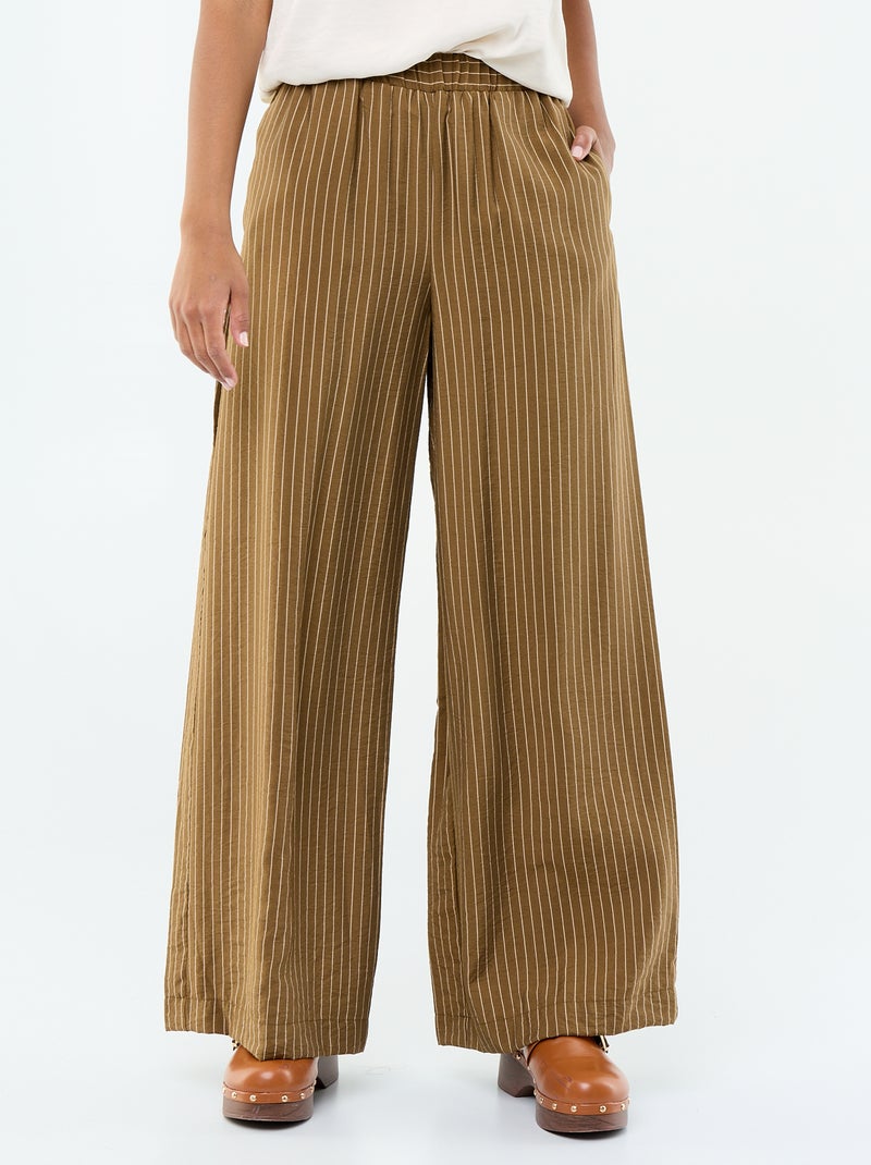 Pantalón ancho con 2 bolsillos Kaki - Kiabi