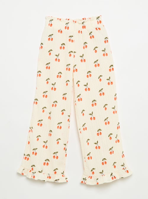 Pantalón ancho con bajo con volantes - Kiabi