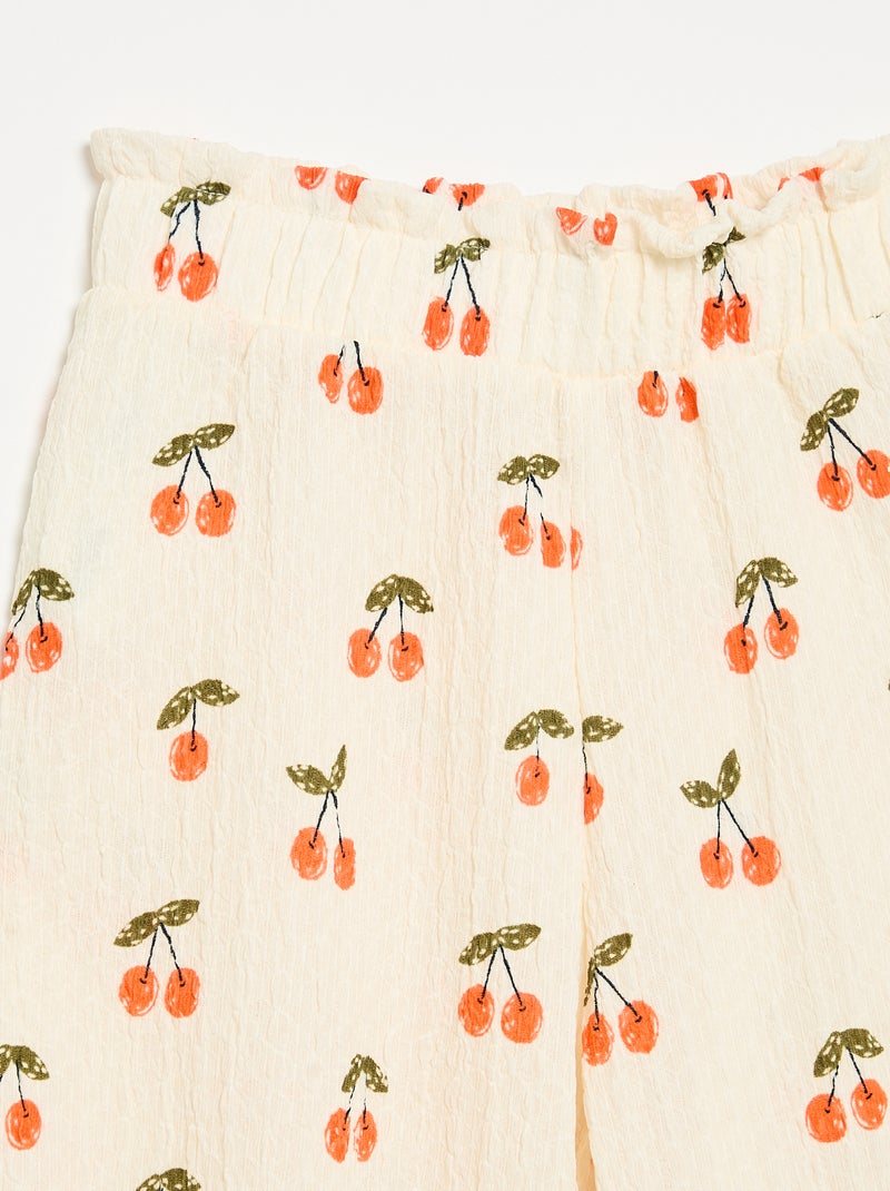 Pantalón ancho con bajo con volantes Blanco - Kiabi