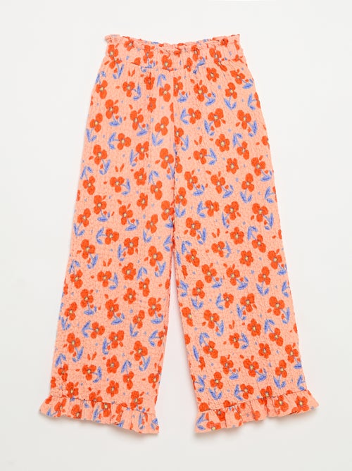 Pantalón ancho con bajo de volantes - Kiabi