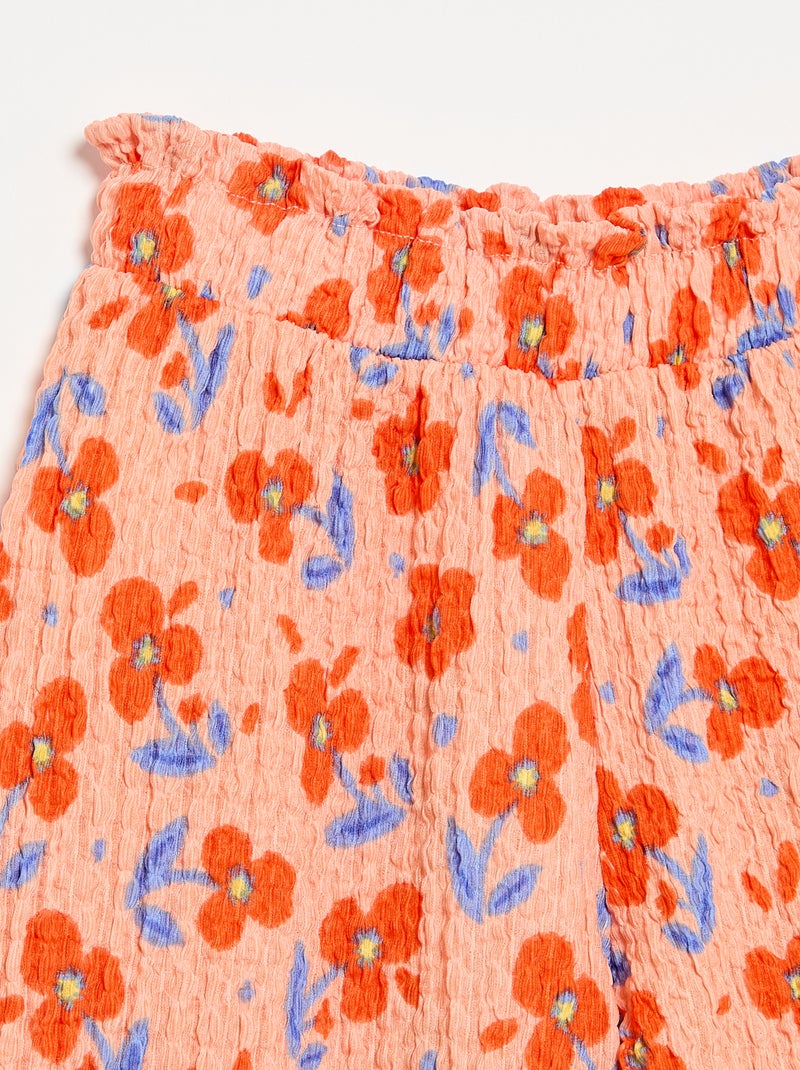 Pantalón ancho con bajo de volantes Naranja - Kiabi