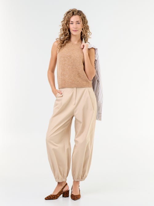Pantalón ancho con bajo elástico - Kiabi