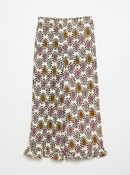 Pantalón ancho con bajo volanteado - Kiabi