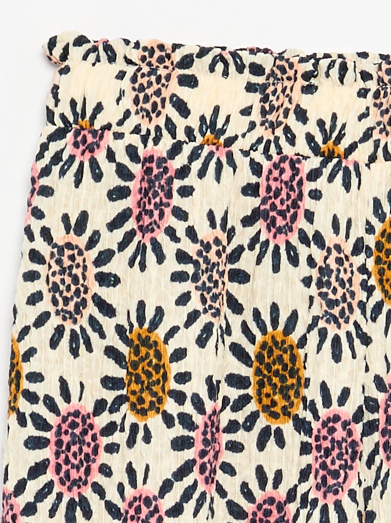 Pantalón ancho con bajo volanteado Beige - Kiabi