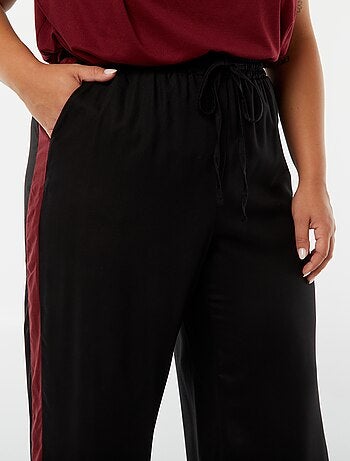 Pantalón ancho con bandas en contraste