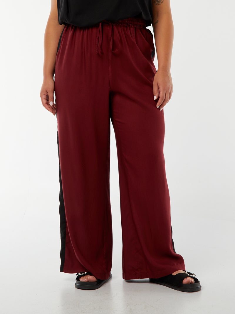 Pantalón ancho con bandas en contraste Rojo - Kiabi