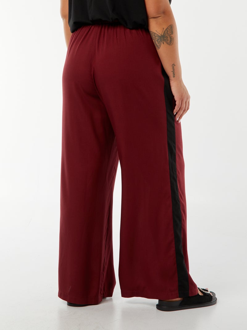 Pantalón ancho con bandas en contraste Rojo - Kiabi