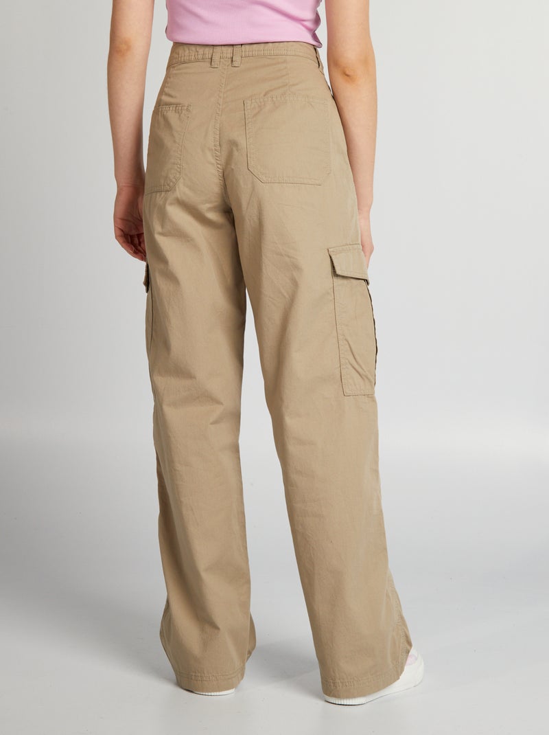 Pantalón ancho con bolsillos con solapa BEIGE - Kiabi
