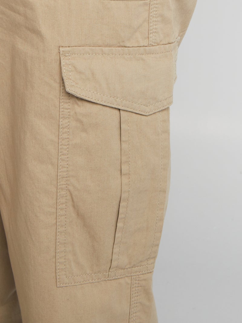 Pantalón ancho con bolsillos con solapa BEIGE - Kiabi