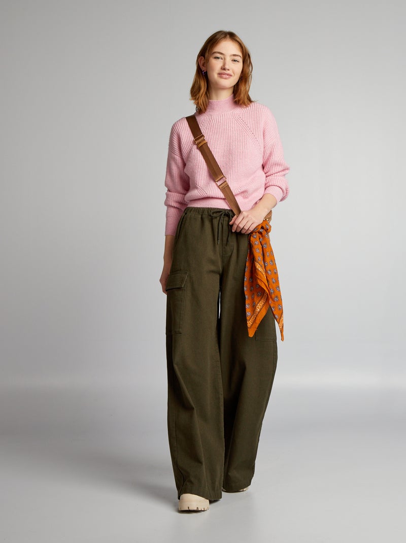 Pantalón ancho con bolsillos KAKI - Kiabi