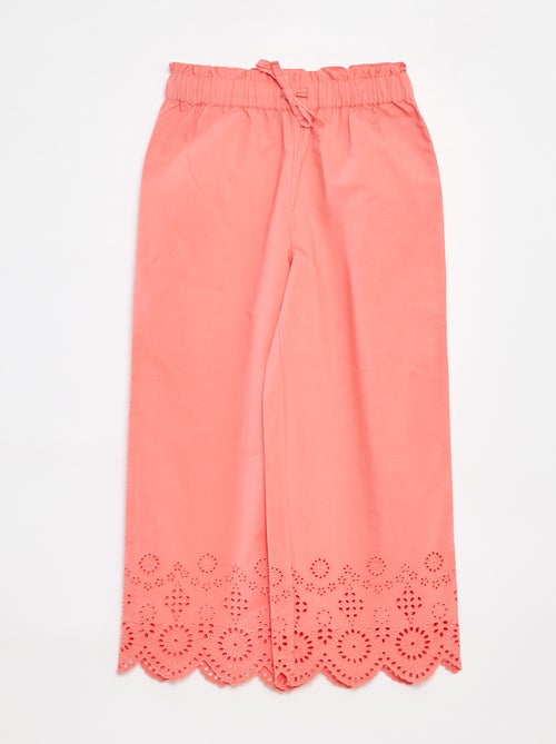 Pantalón ancho con bordado inglés - Kiabi