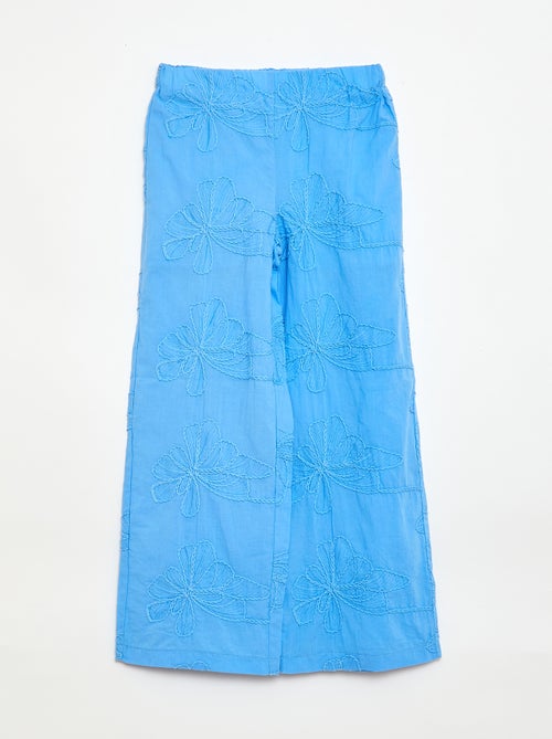 Pantalón ancho con bordados - Kiabi
