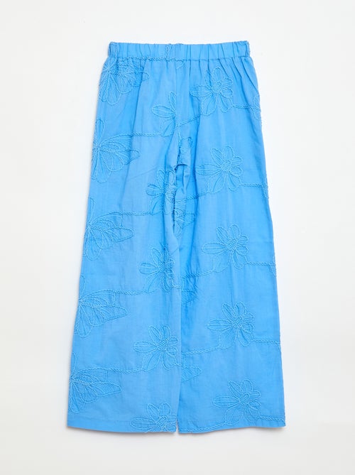 Pantalón ancho con bordados - Kiabi